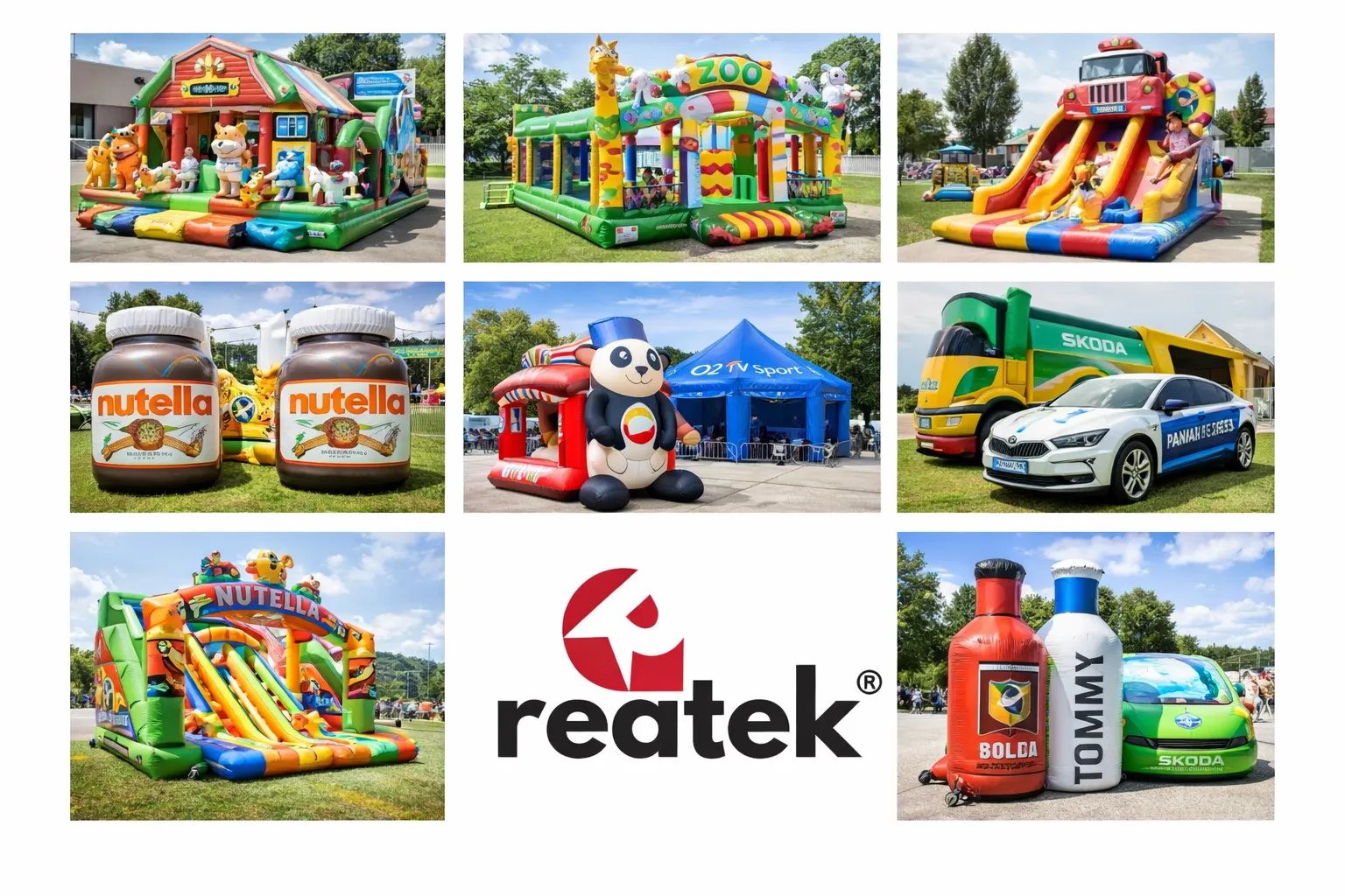 Referencie nafukovacích atrakcií a reklamných realizácií REATEK pre rôzne značky